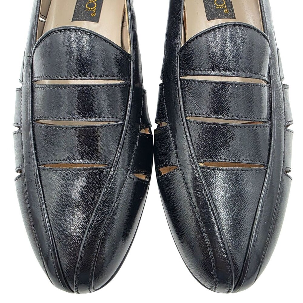 Vintage NEW Brassboot Spain Mens 7 Black Leather Loafer Dress Shoes Sandals NOS - Picture 2 of 11